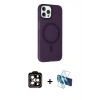 MARSİLYAN™- iPhone 15 Pro Max Kılıf Çekirdek Modern Prime - Siyah 3D Antistatik Seramik Nano Ekran Koruyucu + PVD Metal Kamera Lens - TU