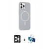 MARSİLYAN™- iPhone 15 Pro Max Kılıf Çekirdek Modern Prime - Siyah 3D Antistatik Seramik Nano Ekran Koruyucu + PVD Metal Kamera Lens - SH