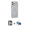 MARSİLYAN™- iPhone 15 Pro Max Kılıf Çekirdek Modern Prime - Siyah 3D Antistatik Seramik Nano Ekran Koruyucu + PVD Metal Kamera Lens - GS