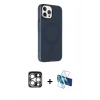 MARSİLYAN™- iPhone 15 Pro Max Kılıf Çekirdek Modern Prime - Siyah 3D Antistatik Seramik Nano Ekran Koruyucu + PVD Metal Kamera Lens - GS