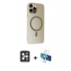 MARSİLYAN™- iPhone 15 Pro Max Kılıf Çekirdek Modern Prime - Siyah 3D Antistatik Seramik Nano Ekran Koruyucu + PVD Metal Kamera Lens - SH