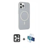 MARSİLYAN™- iPhone 15 Pro Max Kılıf Çekirdek Modern Prime - Siyah 3D Antistatik Seramik Nano Ekran Koruyucu + PVD Metal Kamera Lens - LT