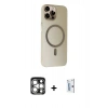 MARSİLYAN™- iPhone 15 Pro Max Kılıf Çekirdek Modern Prime - Siyah Bilvis 0.18mm Plus Cam Ekran Koruyucu + PVD Metal Kamera Lens - GS