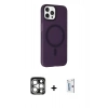 MARSİLYAN™- iPhone 15 Pro Max Kılıf Çekirdek Modern Prime - Siyah Bilvis 0.18mm Plus Cam Ekran Koruyucu + PVD Metal Kamera Lens - GS