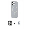 MARSİLYAN™- iPhone 15 Pro Max Kılıf Çekirdek Modern Prime - Siyah Bilvis 0.18mm Plus Cam Ekran Koruyucu + PVD Metal Kamera Lens - GS