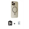 MARSİLYAN™- iPhone 15 Pro Max Kılıf Çekirdek Modern Prime - Siyah Bilvis 0.18mm Plus Cam Ekran Koruyucu + PVD Metal Kamera Lens - TU