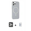 MARSİLYAN™- iPhone 15 Pro Max Kılıf Çekirdek Modern Prime - Siyah Bilvis 0.18mm Plus Cam Ekran Koruyucu + PVD Metal Kamera Lens - GI