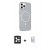MARSİLYAN™- iPhone 15 Pro Max Kılıf Çekirdek Modern Prime - Siyah Bilvis 0.18mm Plus Cam Ekran Koruyucu + Siyah PVD Metal Kamera Lens