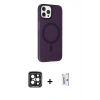 MARSİLYAN™- iPhone 15 Pro Max Kılıf Çekirdek Modern Prime - Siyah Bilvis 0.18mm Plus Cam Ekran Koruyucu + Siyah PVD Metal Kamera Lens