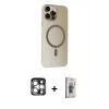 MARSİLYAN™- iPhone 15 Pro Max Kılıf Çekirdek Modern Prime - Siyah Bilvis 3D Cam Ekran Koruyucu + PVD Metal Kamera Lens - GS
