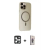 MARSİLYAN™- iPhone 15 Pro Max Kılıf Çekirdek Modern Prime - Siyah Bilvis 3D Cam Ekran Koruyucu + PVD Metal Kamera Lens - LT