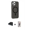MARSİLYAN™- iPhone 15 Pro Max Kılıf Çekirdek Modern Prime - Siyah Bilvis 3D Cam Ekran Koruyucu + Raze Metal Kamera Lens - LT