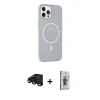 MARSİLYAN™- iPhone 15 Pro Max Kılıf Çekirdek Modern Prime - Siyah Bilvis 3D Cam Ekran Koruyucu + Raze Metal Kamera Lens - SH