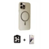 MARSİLYAN™- iPhone 15 Pro Max Kılıf Çekirdek Modern Prime - Siyah Bilvis 3D Mat Cam Ekran Koruyucu + PVD Metal Kamera Lens - TU