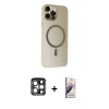 MARSİLYAN™- iPhone 15 Pro Max Kılıf Çekirdek Modern Prime - Siyah Bilvis 3D Mat Cam Ekran Koruyucu + PVD Metal Kamera Lens - LT