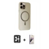 MARSİLYAN™- iPhone 15 Pro Max Kılıf Çekirdek Modern Prime - Siyah Bilvis 3D Mat Cam Ekran Koruyucu + PVD Metal Kamera Lens - SH