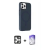 MARSİLYAN™- iPhone 15 Pro Max Kılıf Çekirdek Modern Prime - Siyah Bilvis 5in1 3D Magic Cam Ekran Koruyucu + PVD Metal Kamera Lens - GS