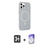 MARSİLYAN™- iPhone 15 Pro Max Kılıf Çekirdek Modern Prime - Siyah Bilvis 5in1 3D Magic Cam Ekran Koruyucu + PVD Metal Kamera Lens - GI