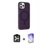 MARSİLYAN™- iPhone 15 Pro Max Kılıf Çekirdek Modern Prime - Siyah Bilvis 5in1 3D Magic Cam Ekran Koruyucu + PVD Metal Kamera Lens - TU