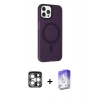 MARSİLYAN™- iPhone 15 Pro Max Kılıf Çekirdek Modern Prime - Siyah Bilvis 5in1 3D Magic Cam Ekran Koruyucu + PVD Metal Kamera Lens - GS