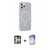 MARSİLYAN™- iPhone 15 Pro Max Kılıf Çekirdek Modern Prime - Siyah Bilvis 5in1 3D Magic Cam Ekran Koruyucu + PVD Metal Kamera Lens - GS