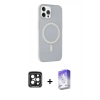 MARSİLYAN™- iPhone 15 Pro Max Kılıf Çekirdek Modern Prime - Siyah Bilvis 5in1 3D Magic Cam Ekran Koruyucu + PVD Metal Kamera Lens - SH