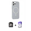 MARSİLYAN™- iPhone 15 Pro Max Kılıf Çekirdek Modern Prime - Siyah Bilvis 5in1 3D Magic Cam Ekran Koruyucu + PVD Metal Kamera Lens - TU