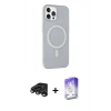 MARSİLYAN™- iPhone 15 Pro Max Kılıf Çekirdek Modern Prime - Siyah Bilvis 5in1 3D Magic Cam Ekran Koruyucu + Titanyum Gri Raze Metal Kamera Lens