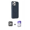 MARSİLYAN™- iPhone 15 Pro Max Kılıf Çekirdek Modern Prime - Siyah Bilvis 5in1 3D Magic Cam Ekran Koruyucu + PVD Metal Kamera Lens - GI