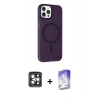 MARSİLYAN™- iPhone 15 Pro Max Kılıf Çekirdek Modern Prime - Siyah Bilvis 5in1 3D Magic Cam Ekran Koruyucu + PVD Metal Kamera Lens - GI
