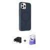 MARSİLYAN™- iPhone 15 Pro Max Kılıf Çekirdek Modern Prime - Siyah Bilvis 5in1 5D Magic Hayalet Cam Ekran Koruyucu + Raze Metal Kamera Lens - SH