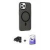 MARSİLYAN™- iPhone 15 Pro Max Kılıf Çekirdek Modern Prime - Siyah Bilvis 5in1 5D Magic Hayalet Cam Ekran Koruyucu + Raze Metal Kamera Lens - GS