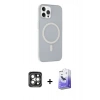 MARSİLYAN™- iPhone 15 Pro Max Kılıf Çekirdek Modern Prime - Siyah Bilvis 5in1 5D Magic Hayalet Cam Ekran Koruyucu + PVD Metal Kamera Lens - GI