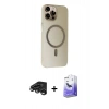 MARSİLYAN™- iPhone 15 Pro Max Kılıf Çekirdek Modern Prime - Siyah Bilvis 5in1 5D Magic Hayalet Cam Ekran Koruyucu + Raze Metal Kamera Lens - TMGI