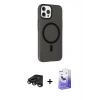 MARSİLYAN™- iPhone 15 Pro Max Kılıf Çekirdek Modern Prime - Siyah Bilvis 5in1 5D Magic Hayalet Cam Ekran Koruyucu + Raze Metal Kamera Lens - TMGI