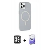 MARSİLYAN™- iPhone 15 Pro Max Kılıf Çekirdek Modern Prime - Siyah Bilvis 5in1 5D Magic Hayalet Cam Ekran Koruyucu + PVD Metal Kamera Lens - SH