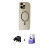 MARSİLYAN™- iPhone 15 Pro Max Kılıf Çekirdek Modern Prime - Siyah Bilvis 5in1 5D Magic Hayalet Cam Ekran Koruyucu + Raze Metal Kamera Lens - SH