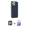 MARSİLYAN™- iPhone 15 Pro Max Kılıf Çekirdek Modern Prime - Siyah Bilvis 5in1 5D Magic Hayalet Cam Ekran Koruyucu + PVD Metal Kamera Lens - GI