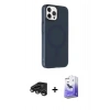 MARSİLYAN™- iPhone 15 Pro Max Kılıf Çekirdek Modern Prime - Siyah Bilvis 5in1 5D Magic Hayalet Cam Ekran Koruyucu + Raze Metal Kamera Lens - TMGI
