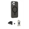 MARSİLYAN™- iPhone 15 Pro Max Kılıf Çekirdek Modern Prime - Siyah Bilvis Hayalet Cam Ekran Koruyucu + Raze Metal Kamera Lens - GS