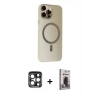 MARSİLYAN™- iPhone 15 Pro Max Kılıf Çekirdek Modern Prime - Siyah Bilvis Hayalet Cam Ekran Koruyucu + Lacivert PVD Metal Kamera Lens
