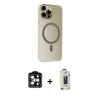 MARSİLYAN™- iPhone 15 Pro Max Kılıf Çekirdek Modern Prime - Siyah Bilvis Hayalet Cam Ekran Koruyucu + PVD Metal Kamera Lens - TU