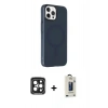 MARSİLYAN™- iPhone 15 Pro Max Kılıf Çekirdek Modern Prime - Siyah Bilvis Hayalet Cam Ekran Koruyucu + PVD Metal Kamera Lens - SH