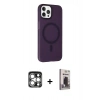 MARSİLYAN™- iPhone 15 Pro Max Kılıf Çekirdek Modern Prime - Siyah Bilvis Hayalet Cam Ekran Koruyucu + PVD Metal Kamera Lens - GS