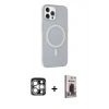 MARSİLYAN™- iPhone 15 Pro Max Kılıf Çekirdek Modern Prime - Siyah Bilvis Hayalet Cam Ekran Koruyucu + PVD Metal Kamera Lens - GS
