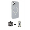 MARSİLYAN™- iPhone 15 Pro Max Kılıf Çekirdek Modern Prime - Siyah Bilvis Hayalet Cam Ekran Koruyucu + PVD Metal Kamera Lens - TU