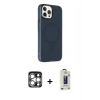 MARSİLYAN™- iPhone 15 Pro Max Kılıf Çekirdek Modern Prime - Siyah Bilvis Hayalet Cam Ekran Koruyucu + PVD Metal Kamera Lens - GS