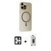 MARSİLYAN™- iPhone 15 Pro Max Kılıf Çekirdek Modern Prime - Siyah Bilvis Hayalet Cam Ekran Koruyucu + PVD Metal Kamera Lens - GS