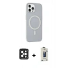MARSİLYAN™- iPhone 15 Pro Max Kılıf Çekirdek Modern Prime - Siyah Bilvis Hayalet Cam Ekran Koruyucu + PVD Metal Kamera Lens - SH