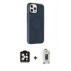 MARSİLYAN™- iPhone 15 Pro Max Kılıf Çekirdek Modern Prime - Siyah Bilvis Hayalet Cam Ekran Koruyucu + PVD Metal Kamera Lens - TU